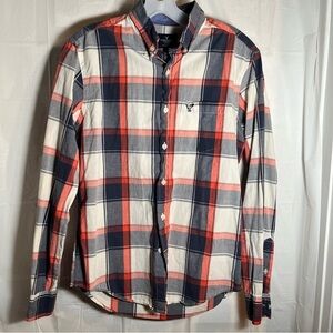 American Eagle Button Down Plaid‎ Shirt Mens Size Small Classic Fit Heritage